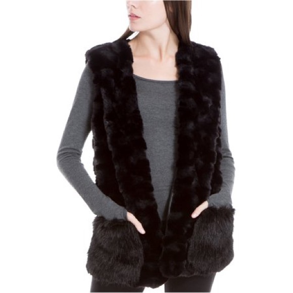 Max Studio London Faux Fur Vest 